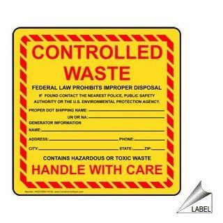 Controlled Waste Label HAZCHEM 14752 Hazardous Material : Business And Store Signs : Office Products