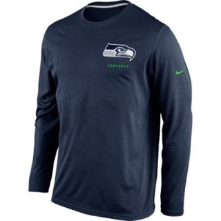 Nike Seattle Seahawks Legend Elite Logo Performance Long Sleeve T Shirt   College Navy