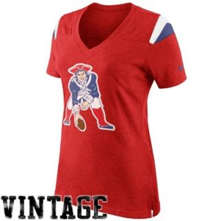 Nike New England Patriots Womens Retro Fan V Neck T Shirt   Red