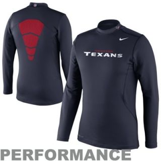 Nike Houston Texans Performance Hyperwarm Long Sleeve Mock Turtleneck   Navy Blue