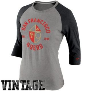 Nike San Francisco 49ers Womens Retro Stamp It Raglan T Shirt   Ash/Black