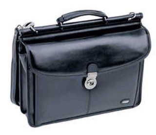 Black Genuine Leather Briefcase Laptop Double Flap: Computers & Accessories