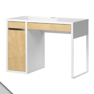 Ikea Micke Desk White Birch Effect w/ Shelf Inside   Home Office Desks