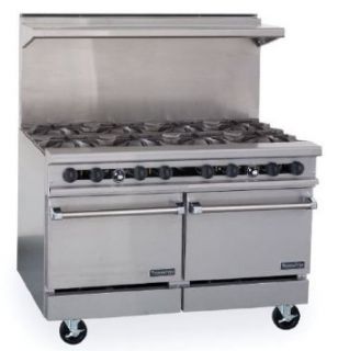 Therma Tek TMDS48 8 126 Gas Restaurant Range 48"   Eight open burners, one 26" full size oven, one 12" storage base: Industrial & Scientific