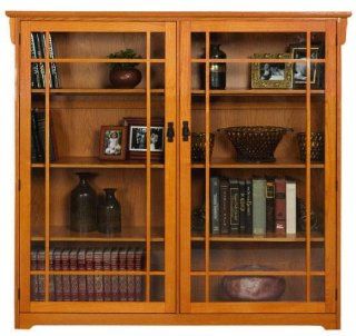 Craftsman Glass Door Eight Shelf Bookcase, 8 SHELF, LIGHT OAK  