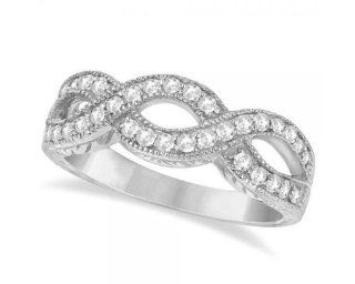 0.5 cttw 14k White Gold Diamond Round Brilliant Cut Infinity Twist Engagement Ring Wedding Band Milgrain Setting Custom Made In America, Exact Sizing (Real Diamonds: 1/2 cttw, Ring Sizes 4 13): Wedding Bands: Jewelry