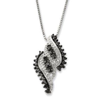 Closeouts Sterling Silver Black & White Diamond Pendant Necklace: Jewelry