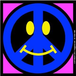 SMILEY PEACE SIGN   BLUE/PINK   STICK ON CAR DECAL SIZE 3 1/2" x 3 1/2"   VINYL DECAL WINDOW STICKER   NOTEBOOK, LAPTOP, WALL, WINDOWS, ETC. COOL BUMPERSTICKER   Automotive Decals