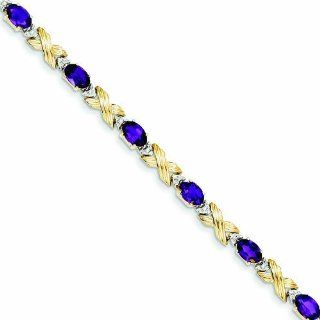 6.3 Carat 14K Gold Amethyst/Diamond Bracelet: Jewelry