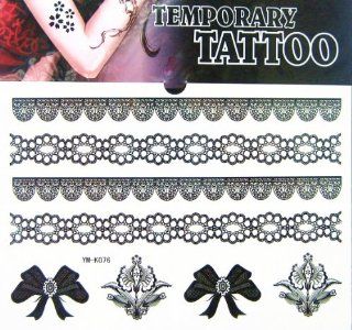 YiMei Fashionable Temporary Tattoo Stickers for Women (Black Lace and Lovely Knot for Necklace, braclace, Armband, Leglet etc) : Body Paint Makeup : Beauty