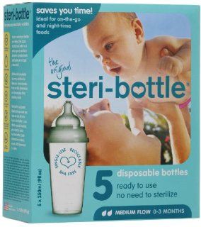 steri bottle Single Use Baby Bottles, Medium Flow, 9 oz., 5 ea : Steri Bottle Slow Flow : Baby