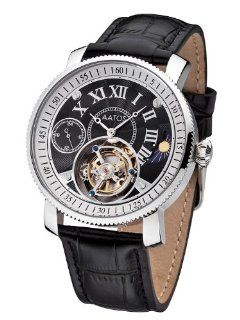 Aatos Tourbillon Hand Winding Brown Leather Black Dial Watch Men's JakobusLSB: Watches