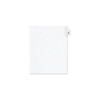 Kleer Fax Letter Size Individually Numbered 1/25th Cut Side Tab Index Dividers, 25 Sheets per Pack, White, Number 60 (91060)  Binder Index Dividers 