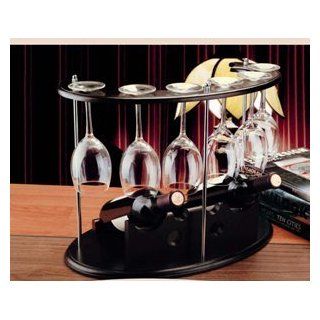 Fifth Avenue Crystal 7 Piece Wine Set with Wood Stand and 6 10 Ounce Wine Glasses: Kitchen & Dining