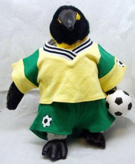 Plush Stuffed Penquin   Caper   Green & Yellow Soccer Outfit with Soccer Ball 15": Toys & Games