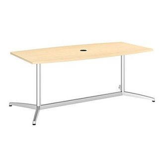 Bush Conference Tables 72L x 36W Boat Top Table with Metal Base, Natural Maple