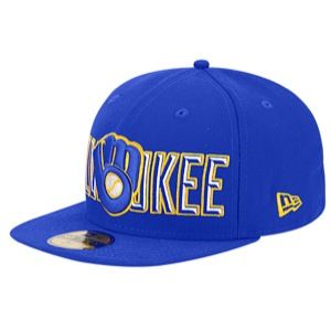 New Era MLB 59Fifty Bevel Pitch Cap   Mens   Baseball   Accessories   Milwaukee Brewers   Royal/Yellow