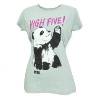 Animal Planet High Five Panda Bear Junior Girls Tshirt Grey Glitter Tee XLarge: Clothing