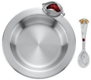DANFORTH PEWTER LADYBUGS BABY DISH AND SPOON SET : Baby