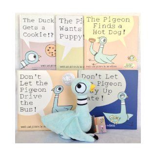 Mo Willems Pigeon Five Book Gift Bundle with Plush Doll Complete Series Box Set (Don't Let the Pigeon Drive the Bus! / Pigeon Finds a Hot Dog! / Don't Let the Pigeon Stay up Late! / Pigeon Wants a Puppy! / Duckling Gets a Cookie?!): Mo Willems: 860
