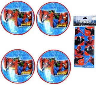 Spiderman Party Favors Set for 4 Kids: 4 pack Spiderman Pool Toys (4 Pairs Spiderman Arm Floaties) AND Spiderman Stickers Set (4 Sheets/set   $4.99 Value)   You Are Buying 5 Spiderman Items Total (Each Kid Gets a Pair of Spiderman Arm Floats And One Spider