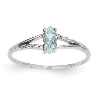 14k White Gold Aquamarine Birthstone Ring: Jewelry
