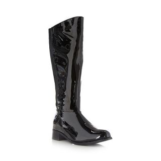 Collection Good for the Sole Black patent wider fit low heel knee length boots