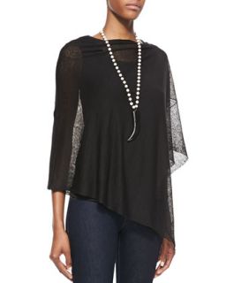 Sheer Lace Poncho, Womens   Eileen Fisher   Black (ONE SIZE (14 24))