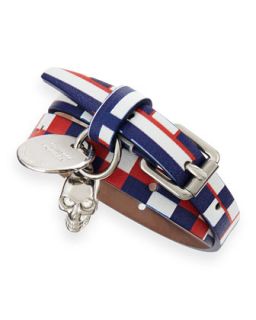 Printed Leather Wrap Bracelet, Red/White/Blue   Alexander McQueen  