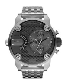 Mens Black Chronograph Watch with Silver Bracelet   Diesel   Silver