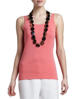 Womens Organic Cotton Long Tank Top   Eileen Fisher   Peony (SMALL (6/8))