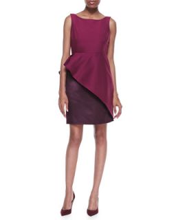 Womens Sleeveless Ruffle Skirt Colorblock Dress   Halston Heritage  