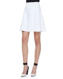 Womens Ribbed Knit Fit & Flare Skirt   Milly   White (SMALL)