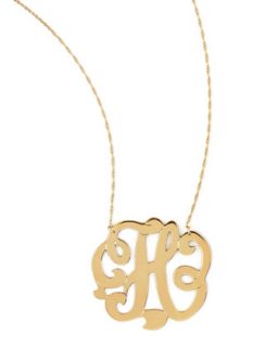 Swirly Initial Necklace, H   Jennifer Zeuner   Gold