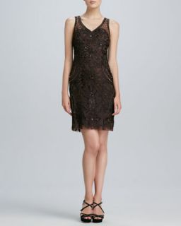 Womens Sleeveless Embroidered Cocktail Dress   Sue Wong   Chocolate (2)