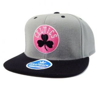 Boston Celtics Adidas Gray and Neon Pink Snapback Hat: Clothing