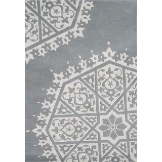 ZnZ Rugs Gallery Hand Made Grey New Zealand Blended Wool Rug (8 X 10)