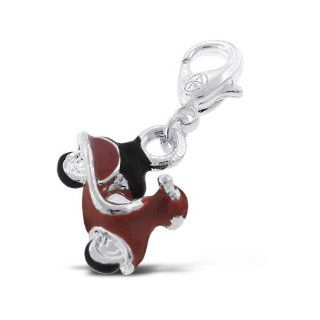 Addicting Charms 3D Red Scooter with Enamel Charm for Bracelet or Pendant Necklace with Lobster Clasp: Jewelry