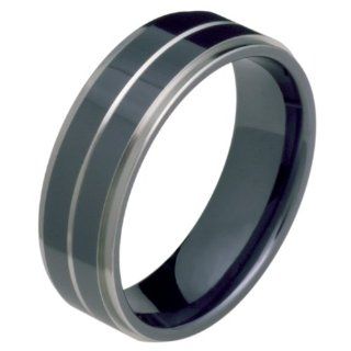 Gia   Interesting Black Titanium Wedding Band for Him and/or Her: Alain Raphael: Jewelry