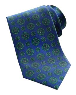 Mens Medallion Silk Tie, Blue/Green   Brioni   Blue
