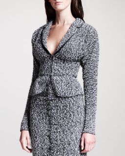 Womens Tweed Peplum Jacket, Gray/Black   Nina Ricci   Whiteblack (36/4)
