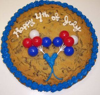 Scott's Cakes 2 lb. M&M Cookie Cake Red, White, and Blue Plastic Balloons : Chocolate Chip Cookies : Grocery & Gourmet Food