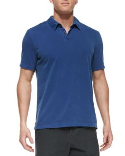 Mens Sueded Jersey Polo Shirt, Blue   James Perse   Blue (4)