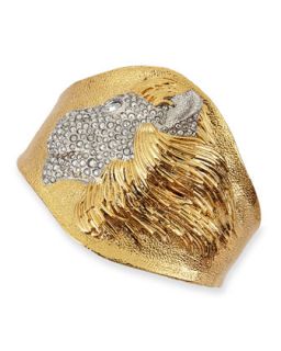 Yellow Golden Pave Crystal Lion Cuff   Alexis Bittar   Gold