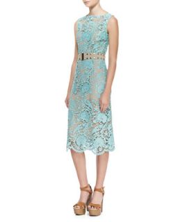 Womens Elle Sleeveless Belted Lace Dress   korovilas   Mint (4)