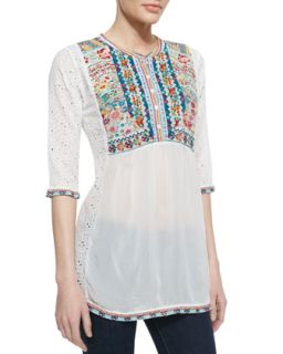 Petals Embroidered Eyelet Georgette Blouse, Womens   Johnny Was Collection  