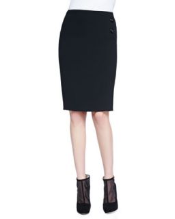 Womens Versace Buttoned Pencil Skirt, Black   Black (44/10)