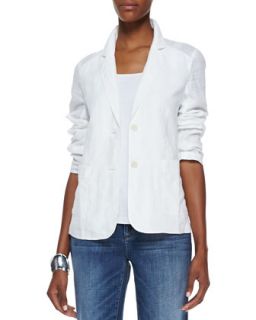 Handkerchief Linen 2 Button Jacket, White, Womens   Eileen Fisher   White (3X
