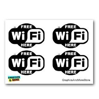 Free WiFi Internet Here   BLACK Store Cafe Sign   Set of 4   Window Bumper Laptop Stickers Automotive