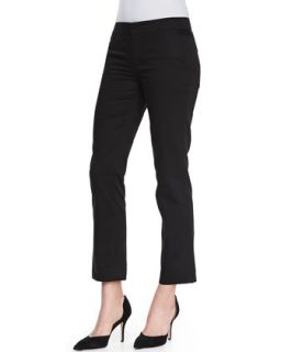 Womens Cropped Flare Cuff Twill Trousers, Black   Vince   Black (6)